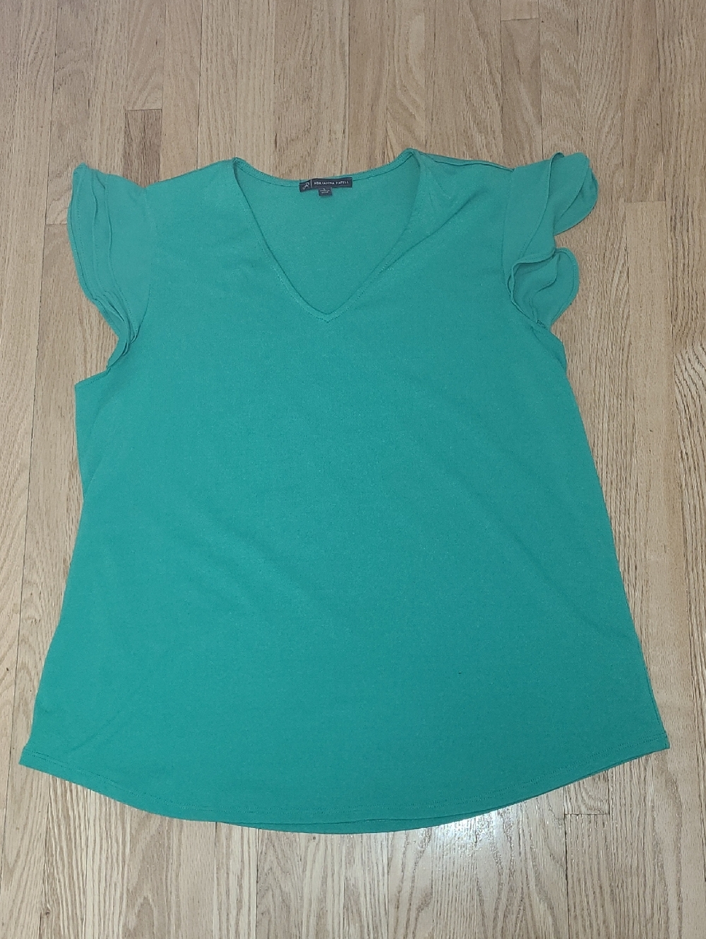 Green V-Neck Ruffled Sleeve Top by Adrianna Papell